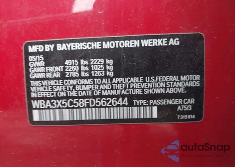 2015 BMW 328I Gran Turismo xDrive z USA, uszkodzony, nr VIN WBA3X5C58FD562644